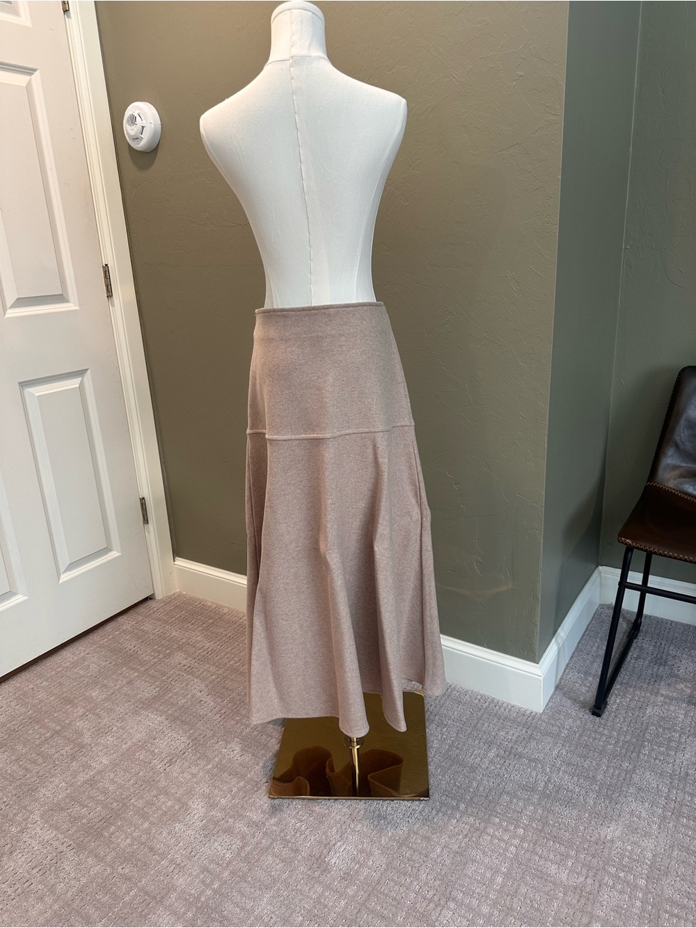 OGL Oatmeal Maxi A-Line Wool-Blend Skirt - Picture 4 of 11